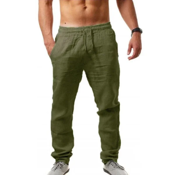 Men's Cotton Linen Pants Summer Solid Color Breathable Linen Trousers Male Casual Elastic Waist Fitness Pants Hip-Hop Streetwear - Image 6