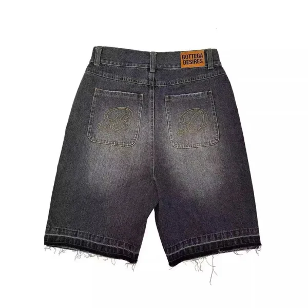American Style Harajuku Retro Denim Shorts with Letter Embroidery Oversized Jeans Men Y2k Loose Casual Versatile Shorts Woman - Image 5