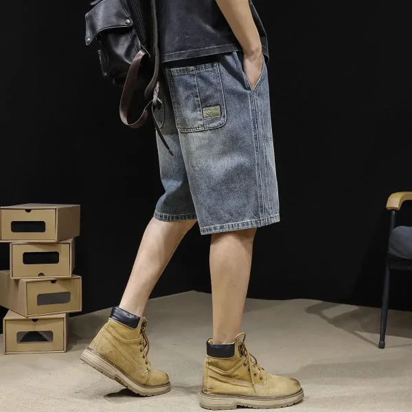 Short Jeans Pants for Men Half Bermuda Straight Long Drawstring Man Denim Shorts Thin Korean Fashion Sale Popular Xl Trend 2024 - Image 2