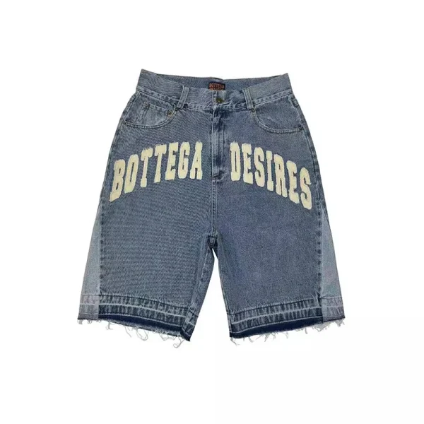 American Style Harajuku Retro Denim Shorts with Letter Embroidery Oversized Jeans Men Y2k Loose Casual Versatile Shorts Woman - Image 2