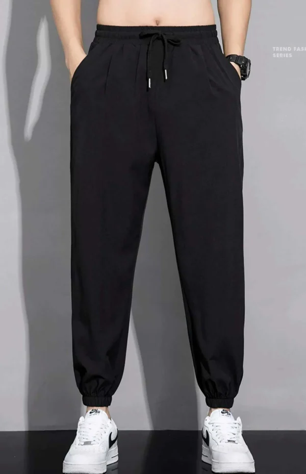 Ice silk pants for men in summer, thin casual pants, quick drying sports sweatpants, loose ankle pants, Haren pants - Image 2