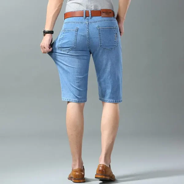 Summer Men Denim Shorts New Style Thin Embroidery Business Casual Straight Short Jeans Male Brand Clothing sky Blue - Image 2
