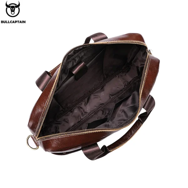 BULLCAPTAIN Leather Laptop Bag, Top Layer Leather 15" Laptop Bag Men's Laptop Briefcase Briefcase Work Business Travel Bag 053 - Image 4