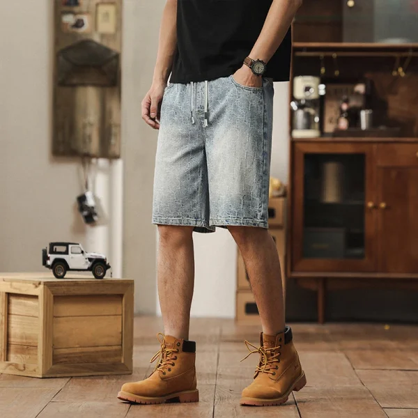 New Men's Summer Fashion Y2k Denim Shorts Teenager Boys Hip Hop Vintage Streetwear Baggy High Waist Jeans Shorts шорты мужские