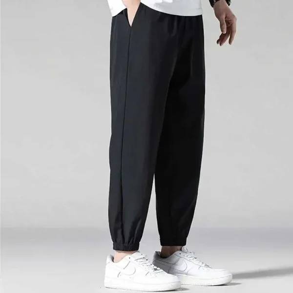 Ice silk pants for men in summer, thin casual pants, quick drying sports sweatpants, loose ankle pants, Haren pants - Image 4