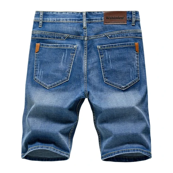 Summer Classic Shorts Jeans Men Denim Pants Straight Stretch Casual Cool Thin Knee Length Blue Fashion Brand Daily Trousers - Image 5