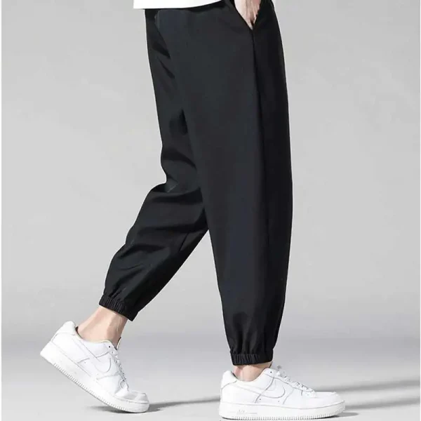 Ice silk pants for men in summer, thin casual pants, quick drying sports sweatpants, loose ankle pants, Haren pants - Image 3