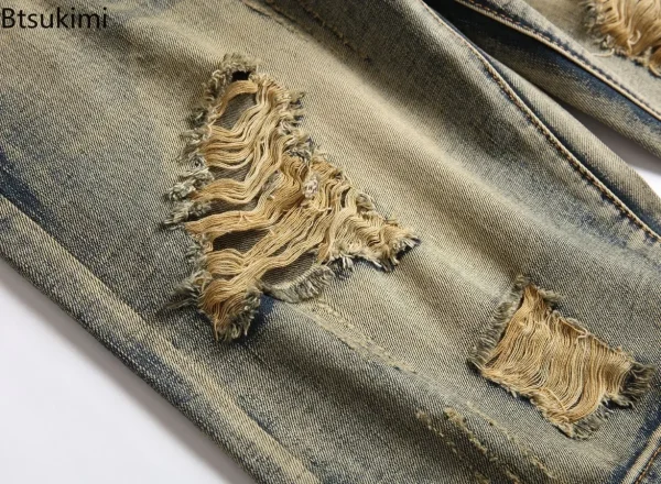 New 2025 Men's Summer Vintage Hole Short Jeans Fashion Washed Cotton Breathable Denim Shorts Men Streetwear Shorts Plus Size 42 - Image 6
