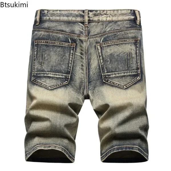 New 2025 Men's Summer Vintage Hole Short Jeans Fashion Washed Cotton Breathable Denim Shorts Men Streetwear Shorts Plus Size 42 - Image 2