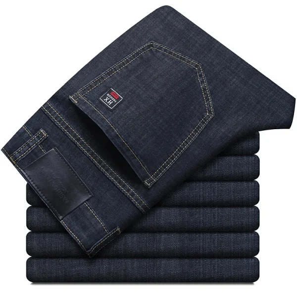 Summer New Elastic Men's Jeans Fashion Comfortable Business Straight Stretch Cotton Casual Denim Pants Brand Male Thin Trousers - Image 5