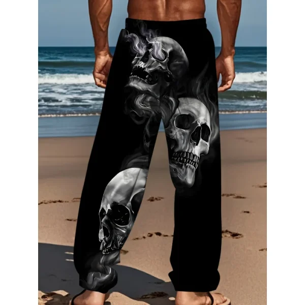 MEN'S plus size 3D skull print straight leg pants casual loose fit retro drape pants sportswear Summer beachwear - Image 4