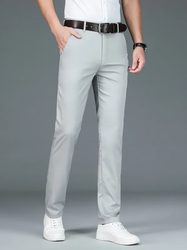 High Quality Luxury Straight Business Suit Pants Men Bamboo Fiber Designer Spring Summer Elegant Casual Long Formal Trouser Male - Image 2
