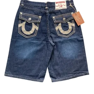 Harajuku Hip Hop Pocket Embroidery Retro Baggy Shorts American Retro Buddha Denim Shorts Y2K Men Women Low Waist Sports Shorts