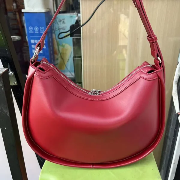 Luxury Designer Women's Bag 2025 New Genuine Leather Women Shoulder Bag High Quality Cowhide Half Moon Handbags Crossbody Bags - Image 5