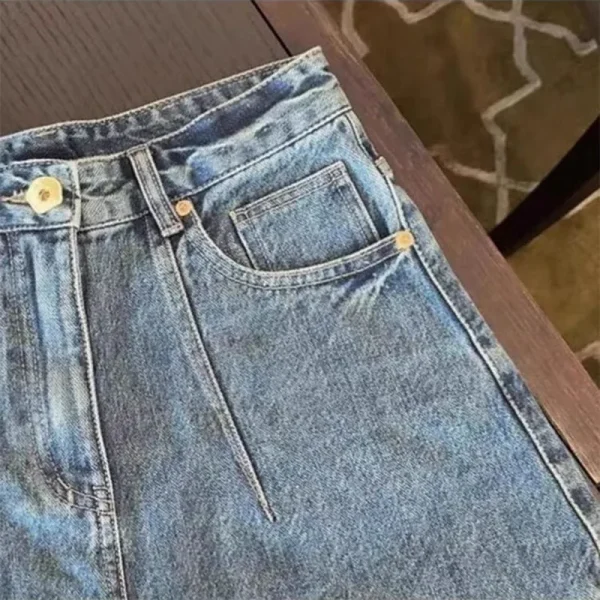 Retro high-waisted jeans women's summer new high fashion temperament design casual Joker wavy shorts. baggy jeans women - Image 5