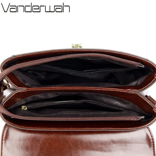 Luxury Large Capacity Multilayer Shoulder Messenger Bag High Quality Leather Handbag Women Designer Crossbody Sac Female Tote - Image 6