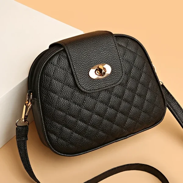 2025 New Fashion Small Square Messenger Bag Texture Lingge Versatile Korean Edition Three Layer Single Shoulder Crossbody Bag - Image 3