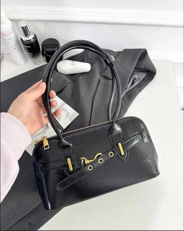 Portable Women's Underarm Bag Simple Shoulder Bag PU Leather Armpit Purse Handbag for Daily Use and Special Occasion - Image 3