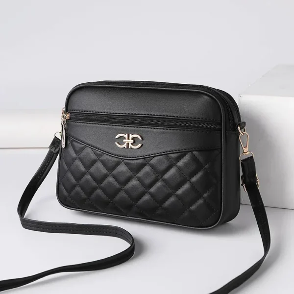2025 Women's Bag Fashion Lingge Crossbody Bag Four Layer High Capacity Middle Aged Shoulder Bag Versatile Camera Square Handbag - Image 2