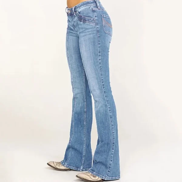 Women's Retro Washed Low Waisted Flared Jeans 2024 New Chic Casual Wide-leg Pants Female Sexy Denim Street Trousers Y2K Bottoms - Image 3