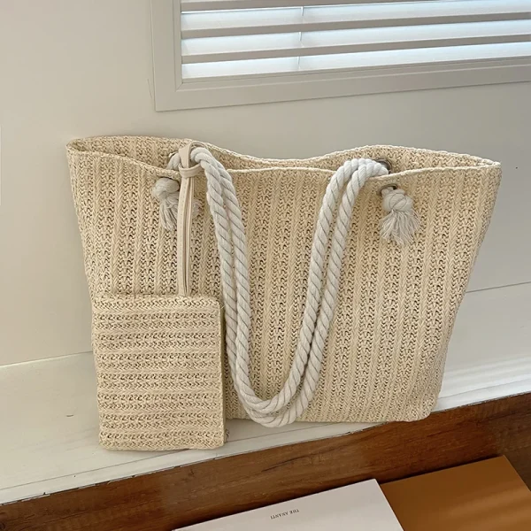 Designer Women Handbags Fashion Large Capacity Straw Tote Bag Summer Beach Bag Casual Bali Big Purse - Image 2