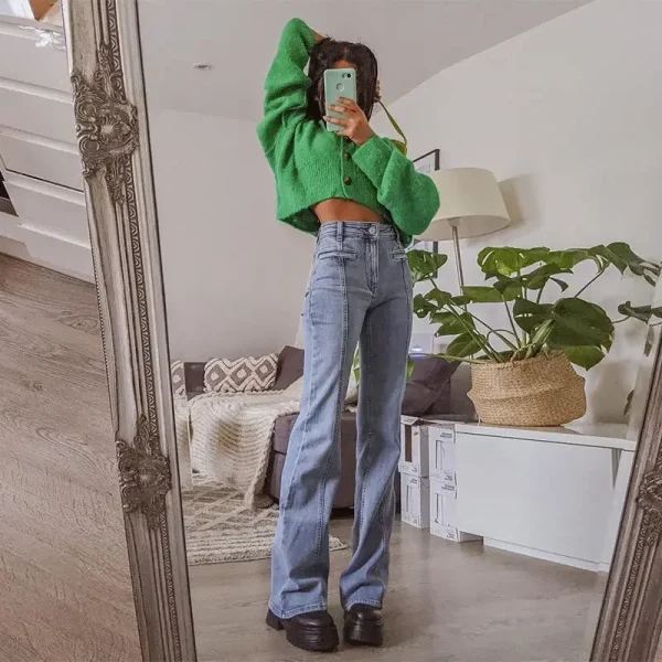Retro Five Pointed Star Straight Women Jeans European and American Style Design Slim Fit Leg Length All Match Pants - Image 6