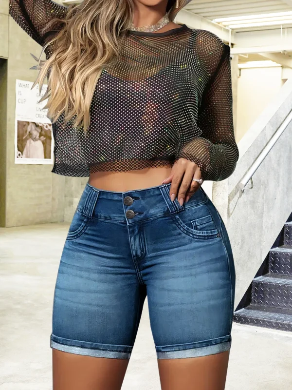 Women's summer jeans high waist hip-lifting slim Denim shorts