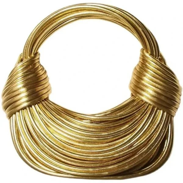 Hot Y2k Handbags For Women Gold Luxury Designer Brand Handwoven Noodle Bags Rope Knotted Pulled Hobo Silver Evening Clutch Chic - Image 4
