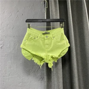 FashionableUnique Greendenim Shorts Women's Clothing 2022 Spring Autumn Sexy Low Waist Wide Leg Pants Other Style Jeans