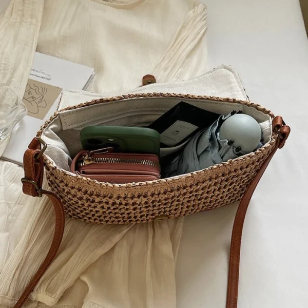 New Fashionable Straw Women's Bag, Trendy Vacation Casual Shoulder Crossbody Bag, Women's Versatile Stylish Straw Women's Bag - Image 4