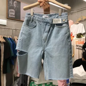 Women's Summer Plus Size 2022 New High-Waisted Slimming Straight-Leg Jeans Medium Thickness Lightweight Bleached Out Straight Pa