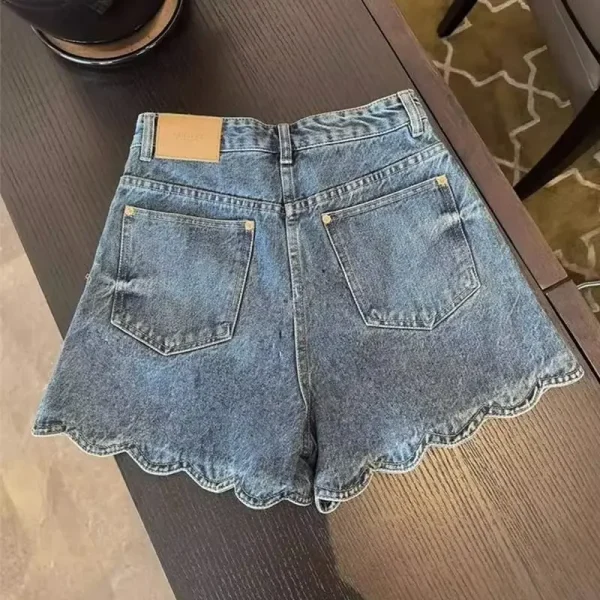 Retro high-waisted jeans women's summer new high fashion temperament design casual Joker wavy shorts. baggy jeans women - Image 2