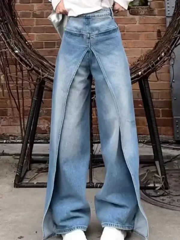 American Vintage Design Jeans Solid Color High Waist Patchwork Casual Loose Pantalones De Mujer Spring Autumn Women's Clothing