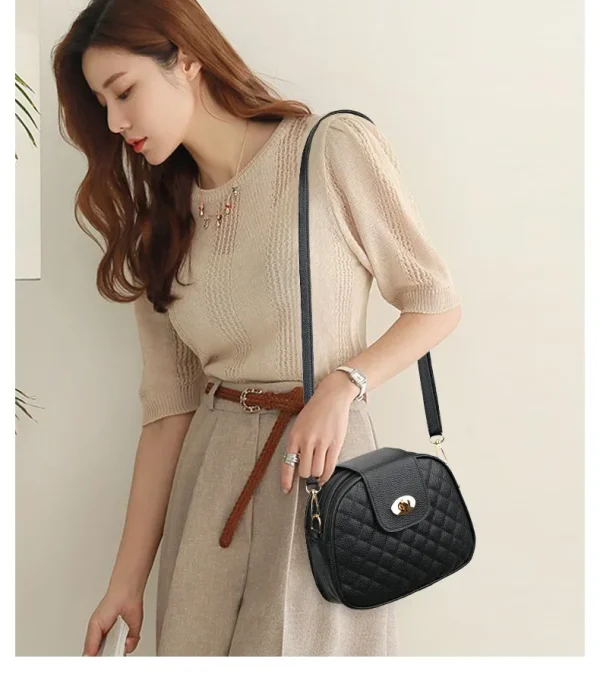 2025 New Fashion Small Square Messenger Bag Texture Lingge Versatile Korean Edition Three Layer Single Shoulder Crossbody Bag - Image 6