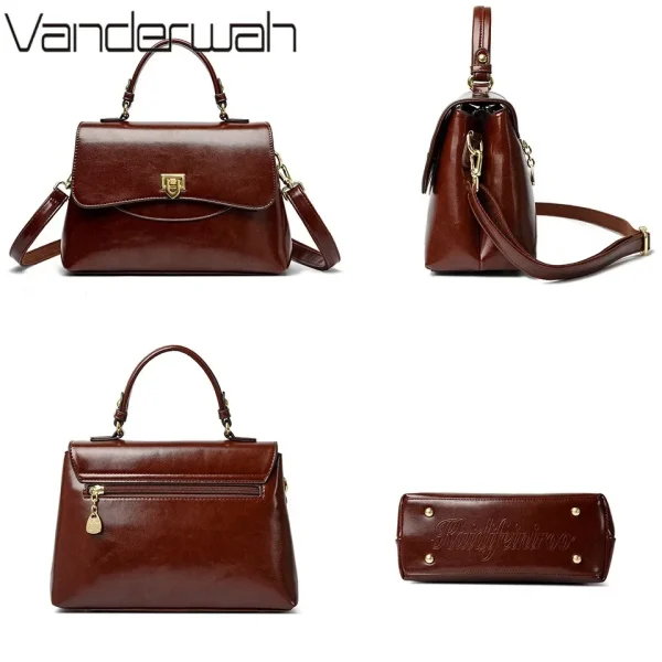 Luxury Large Capacity Multilayer Shoulder Messenger Bag High Quality Leather Handbag Women Designer Crossbody Sac Female Tote - Image 5