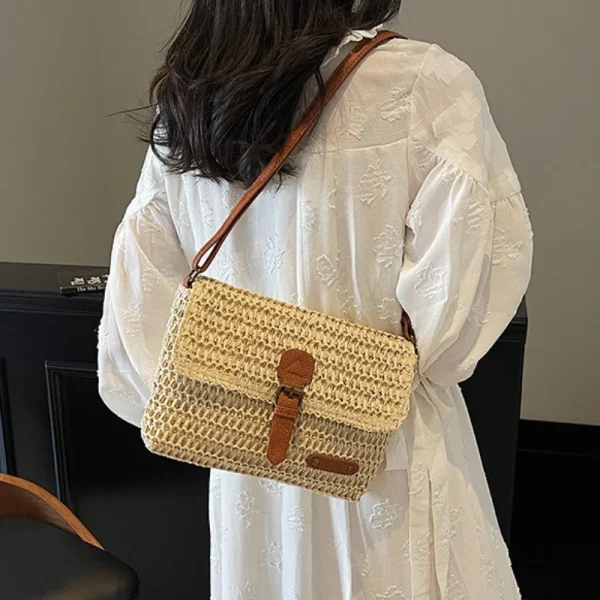 New Fashionable Straw Women's Bag, Trendy Vacation Casual Shoulder Crossbody Bag, Women's Versatile Stylish Straw Women's Bag - Image 5