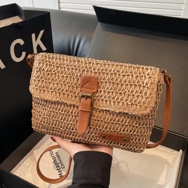 New Fashionable Straw Women's Bag, Trendy Vacation Casual Shoulder Crossbody Bag, Women's Versatile Stylish Straw Women's Bag - Image 2
