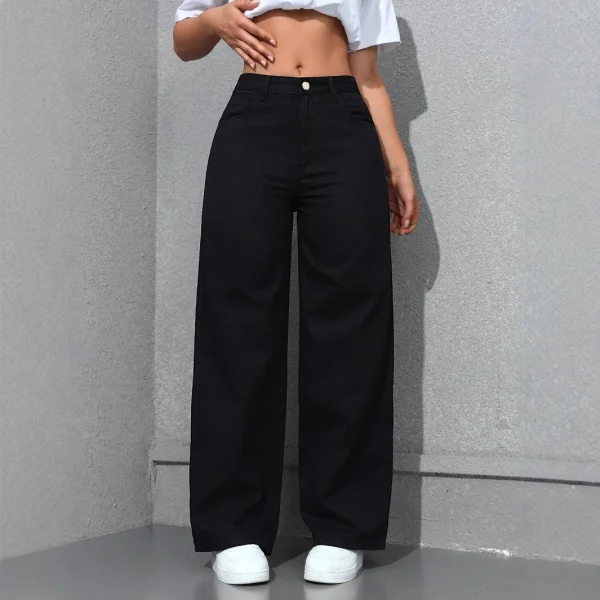 Jeans Women Vintage Wide Leg Pants Denims High Waist Washed Distressed Basics Straight Trousers 2025 Streetwear Floor Length - Image 3