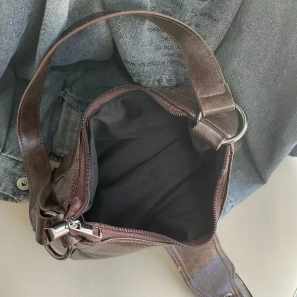 2025 Spring Hot Selling Maillard Style Retro Style Small Bag Spicy Girl Y2K Wasteland Style Vintage Leather Shoulder Armpit Bag - Image 5