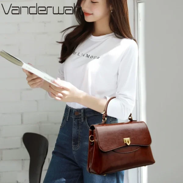 Luxury Large Capacity Multilayer Shoulder Messenger Bag High Quality Leather Handbag Women Designer Crossbody Sac Female Tote - Image 2