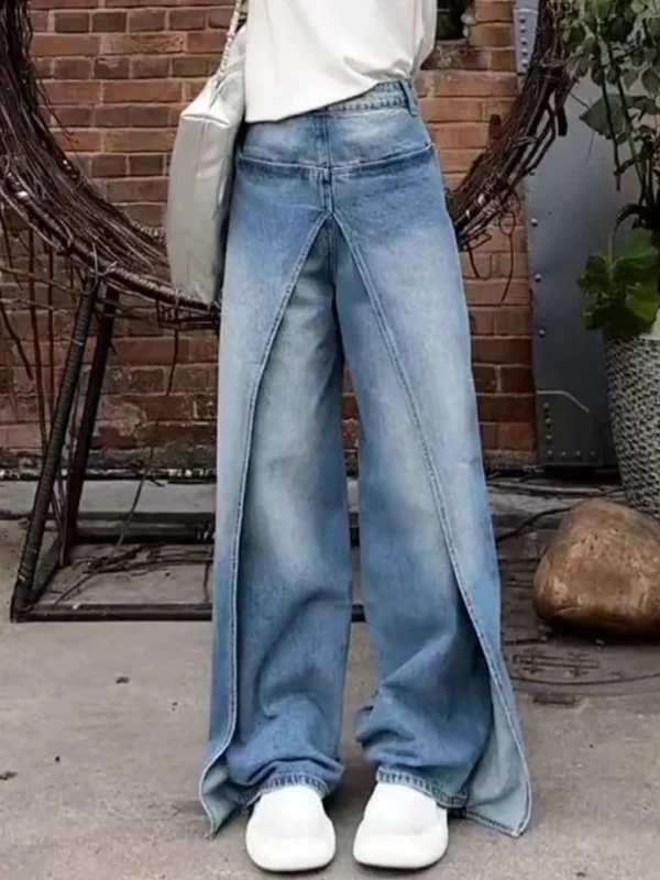 American Vintage Design Jeans Solid Color High Waist Patchwork Casual Loose Pantalones De Mujer Spring Autumn Women's Clothing - Image 6