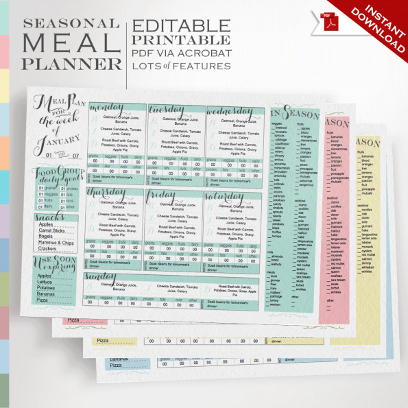 editable meal planner