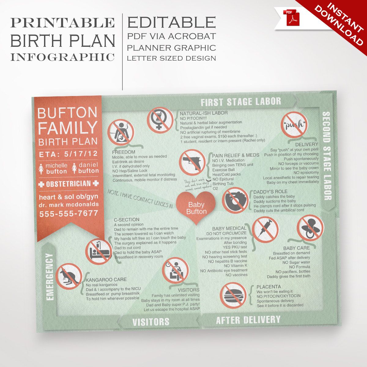 lgbt birth plan printable editable keepsake birthing plan labor and delivery birth plan