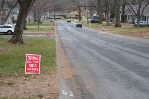 64th Street from Delmar to Granada is lined with reminders that you should mind your speed in the neighborhood.