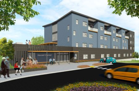 A rendering of the proposed project in its most recent design.