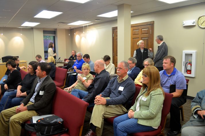 Members of the audience waited for the Roeland Park City Council to return from a 45-minute executive session.