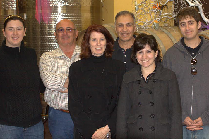Luigino Molon (second from left) and his daughter Chiara (left) with the Vianello family, Michelle, Marc, Jennifier and Dan at the Molon winery in 2011.