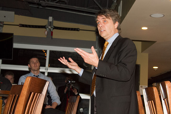 Jeff Colyer addressing the Northeast Johnson County Conservatives in 2016.