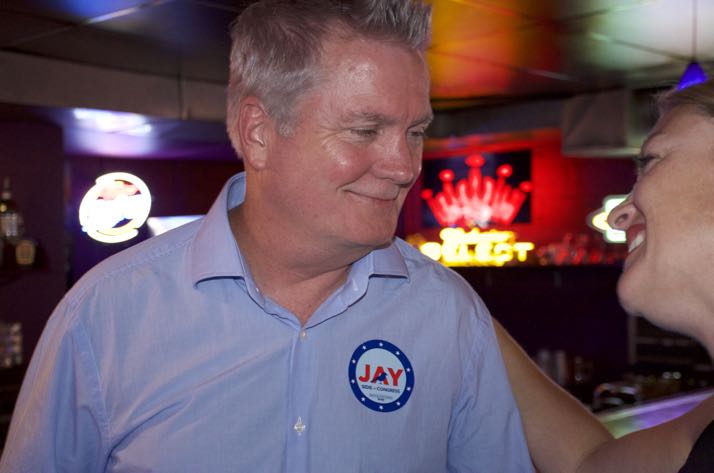 Jay Sidie accepted congratulations Tuesday night for winning the Democratic primary.