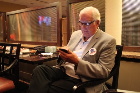 County Commission Chairman Ed Eilert awaited results on the courthouse vote.